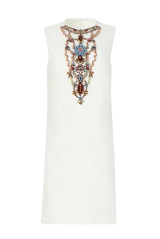 Labrina Crystal Crepe Dress | Off-White