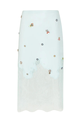Luma Embellished Crepe Skirt | Light Blue