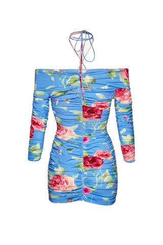 Off Shoulder Ruched Mini Dress | Blue Print