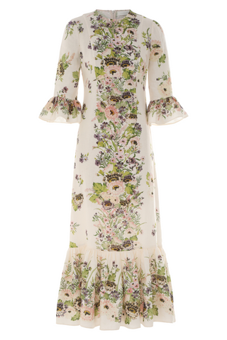 Halliday Frill Sleeve Dress | Cream Multi Floral