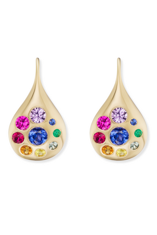 Medium Petal Earrings with Rainbow Rounds