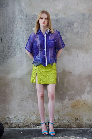 Embroidery Mini Skirt | Lime