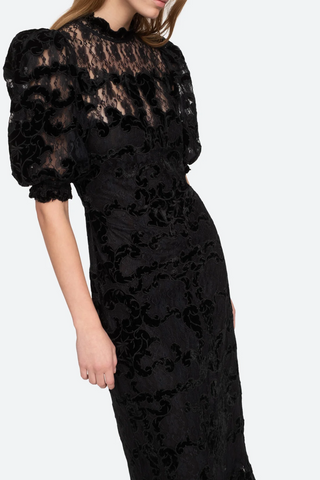 Evita Embroidery S/Slv Dress | Black