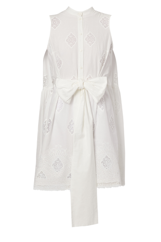 Sleeveless Volume Hem Short Dress | White