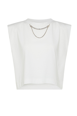 Organic Cotton Jersey And Crystal Necklace Top | Puro