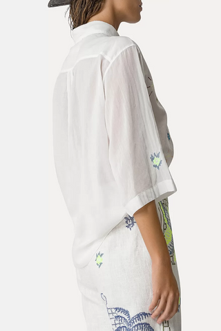 Half Sleeve Shirt in Voile With Eden Embroidery Shirt | Puro