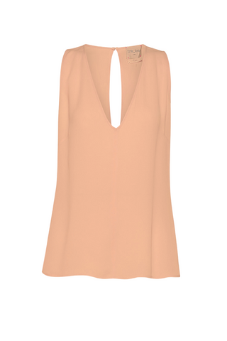 Double Georgette V Neck Top | Sunset
