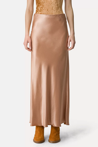 Viscose Satin Chic Skirt | Copper