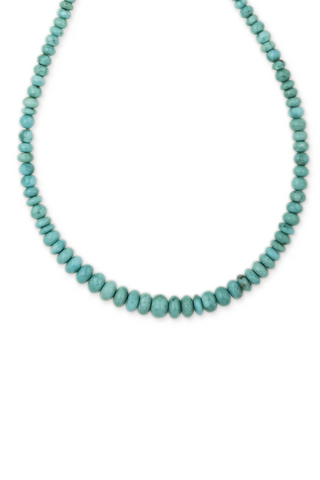 Yellow Gold Graduated Smooth Turquoise with Brown Specks Beaded Necklace | Medium