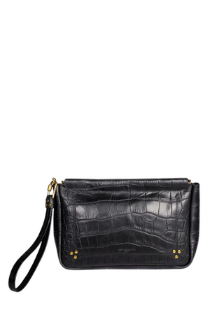 Clap L Bag | Imprime Croco Noir Cowskin