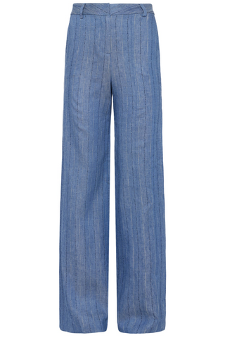 Livvy Strght Leg Trouser | Slate Blue Pinstripe