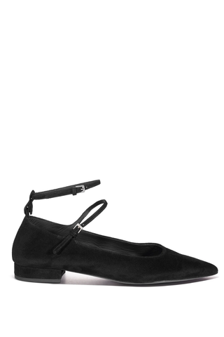 Ilona Flat And Double Strap | Black Suede