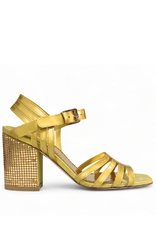 Germaine Block Heel | Gold/PVC