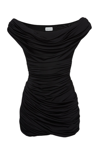Draped Jersey Mini Dress | Black