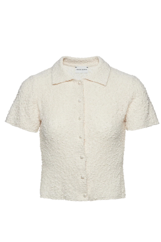 Boucle Knit Button Up Shirt | Cream