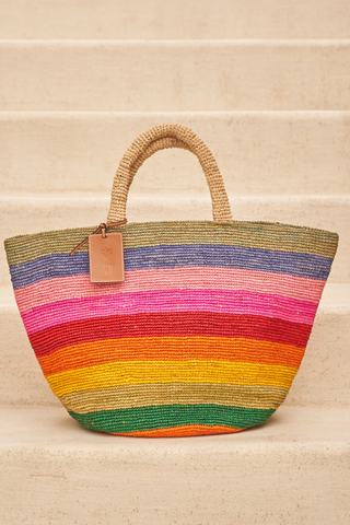 Raffia Summer Bag | Rainbow Blocks