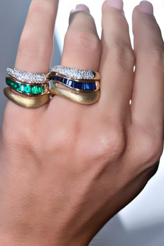 Ring Wave Baguette | Emeralds