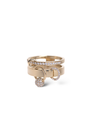 Double Piercing 14k Gold Ring w/ Diamonds