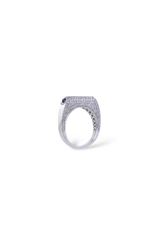 Nano Grace 14k White Gold Pave Ring w/ Sapphires