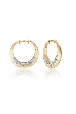 Crown Hoop Earrings | Gold and Diamond
