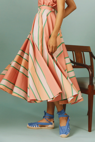 Audrey Skirt Samarcand Stripes | Pink/Green
