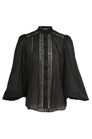 Halliday Lace Trim Shirt | Black