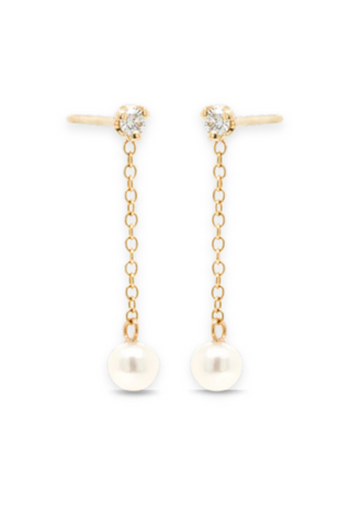 Chain Drop Earrings | Freshwater Pearl
