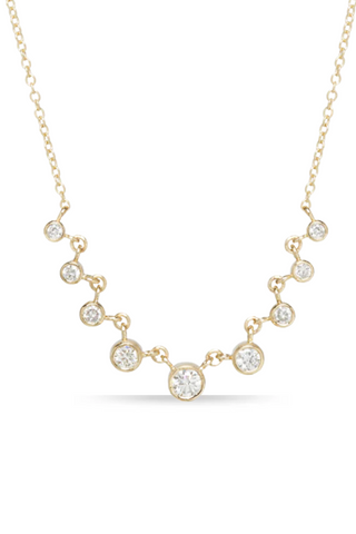9 Linked Graduated Bezel Set White Diamond Necklace
