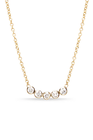 Delicate Necklace 5 Bezel Set Diamonds