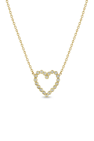 Small Open Heart Necklace w/ Diamonds