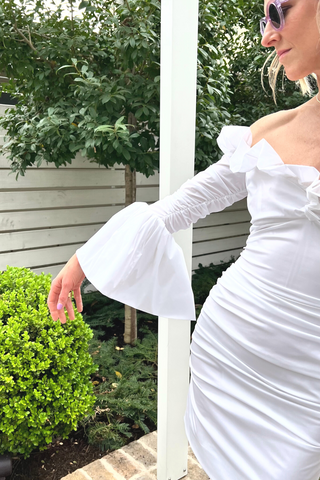 Stretch Taffeta Mini Dress | White
