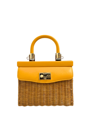 Small Paris Wicker Handbag | Yellow
