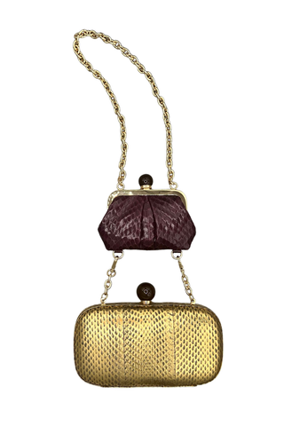 Double Trouble Coin/Clutch in Burgundy & Gold