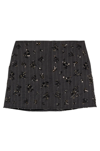 Blaire Embellished Mini Skirt | Charcoal Stripe