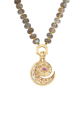 18" Multi Bead & Gold Foundation Necklace | Labradorite
