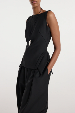 Deconstructed Collar Top | Black