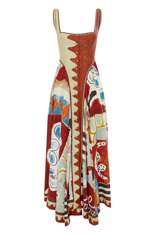 Michelle Square Neck Midi Dress | Multi