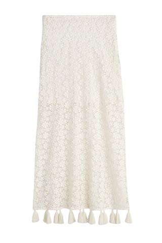 Valeska Tassel Column Skirt | Cream