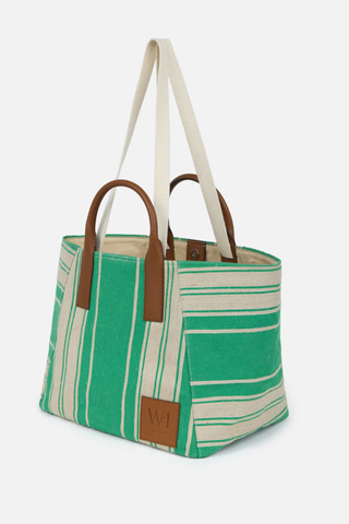 The Riviera Tote | Bright Green Stripe