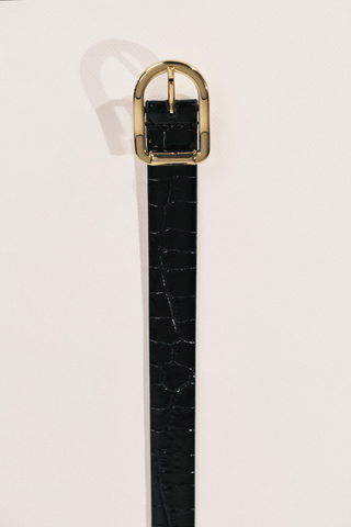 Mija Croco Tip Belt | Black Croco / Gold