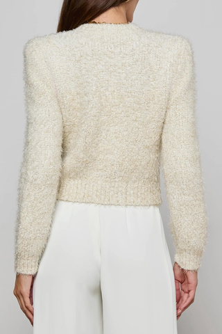 Una Knit Cardigan | Ivory/Gold Lurex