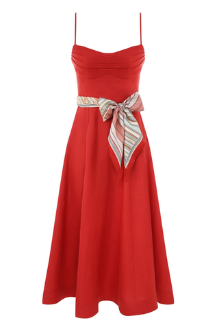 Rebellion Tuck Midi Dress | Red