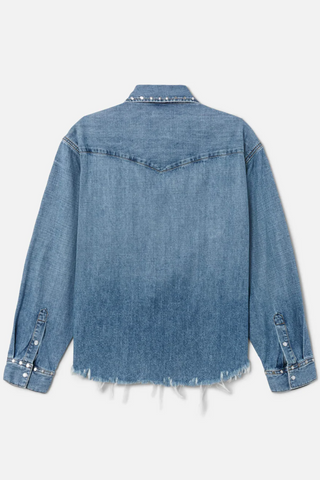 Distressed Western Shirt | Vintage Biker Blue Stud