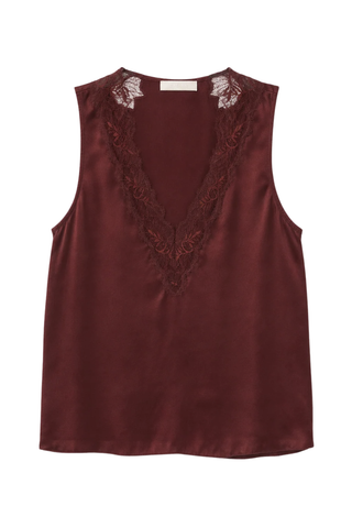 Mazzy V-Neck Lace Tank | Cabernet