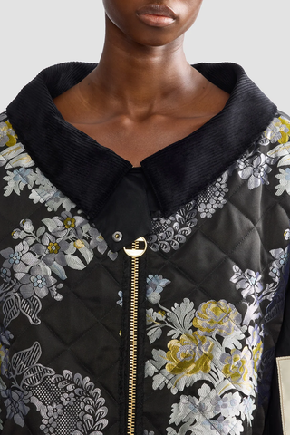 Embroidered Jacquard Gilet Barbour Coat | Black