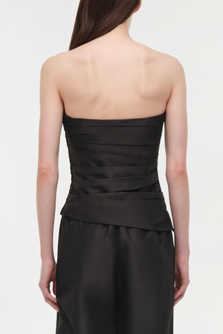 Emerson Ruched Taffeta Bustier Top | Black