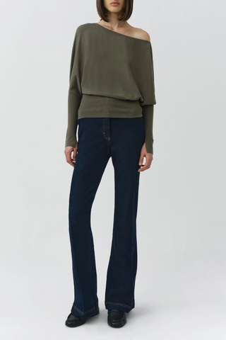 Lavina Draped Off Shoulder Sweater | Sea Turtle
