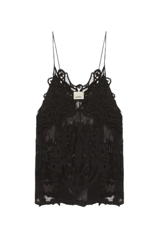 Victoria Embroidered Tulle Camisole | Black