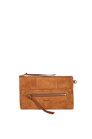 Lucky Clutch | Caramel Split Suede