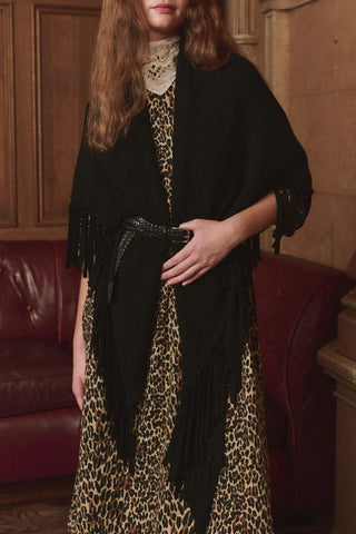 The Big Sweater Fringe Scarf | Black